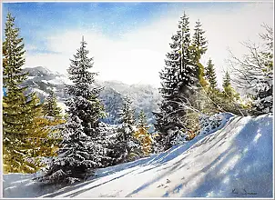 Michał Suffczyński, Winter Slope 1, Akwarele - papier, 61 x 44