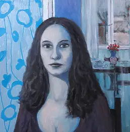 Massimiliano Ligabue, Зимняя леди, Масляная картина - дошка, 40 x 50