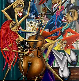 Robert Jadczak, Wiolonczelistka z Kuźni kulturalnej, Obraz olejny - płótno, 60 x 80