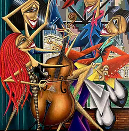 Robert Jadczak, Wiolonczelistka z Kuźni kulturalnej, Obraz olejny - płótno, 60 x 80