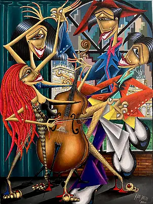 Robert Jadczak, Cellist from the Cultural Forge, Oil painting - canvas, 60 x 80