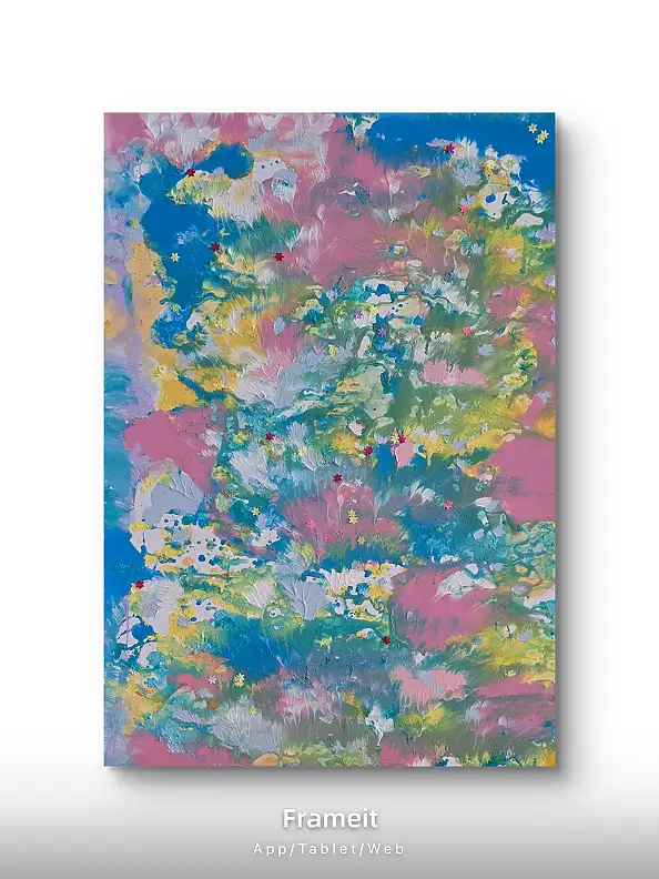 Ewa Mościszko, Composizione primaverile su tela 100x70x1 cm kzady, Dipinto acrilico - tela, 70 x 100