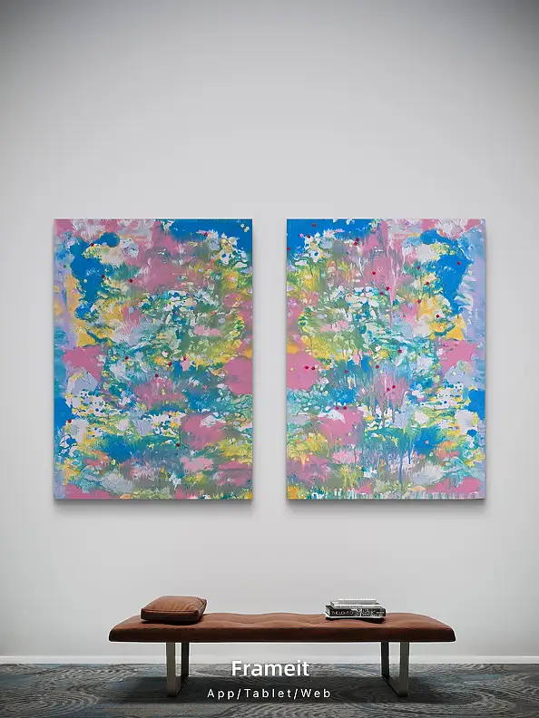 Ewa Mościszko, Wiosenna kompozycja na plotnie 100x70x1 cm kzady , Obraz akrylowy - płótno, 70 x 100
