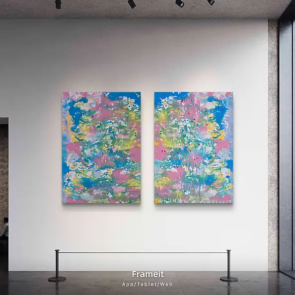 Ewa Mościszko, Wiosenna kompozycja na plotnie 100x70x1 cm kzady , Obraz akrylowy - płótno, 70 x 100