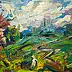 Marcin Stępniowski, A spring walk with the dog around the estate, Oil painting - panel, 100 x 70