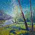 Marcin Stępniowski, Spring on the river., Oil painting - board, 100 x 70