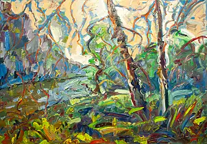Marcin Stępniowski, Spring, spring, river, trees..., Oil painting - panel, 100 x 70