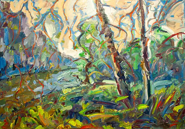 Marcin Stępniowski, Spring, spring, river, trees..., Oil painting - panel, 100 x 70