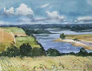 Krzysztof Michalski - Wisła u ujścia Chodelki, Krowia Wyspa