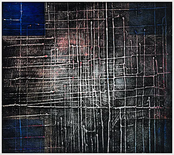 Jakub Margasinski, Włókna, Obraz akrylowy - deska, 59 x 53