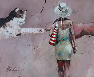 Jerzy Cichecki, Итальянский отдых, Акрилова картина - холст, 55 x 46