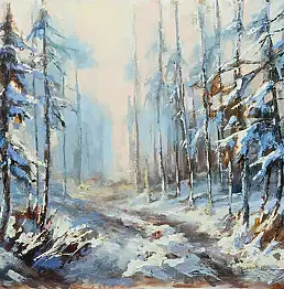 Mariusz Iljasiuk, Wnętrze lasu - XXXII, Obraz olejny - płótno, 80 x 60