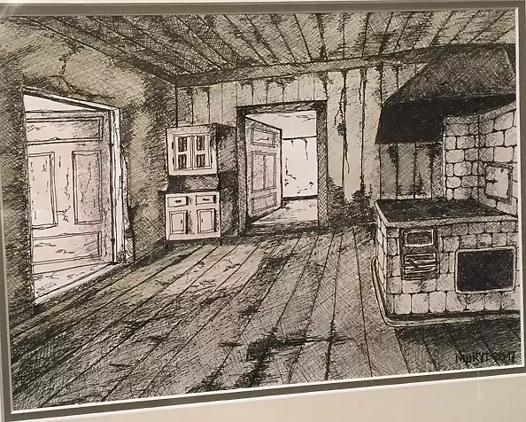 Maria Dąbrowska - Interior of an old hut - 2017