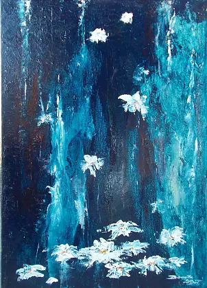 Danuta Zgoł - Waterfall with flowers