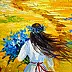 Olha Darchuk, Woman Walking Through a Flower Field, Obraz olejny - płótno, 50 x 60