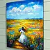 Olha Darchuk, Woman Walking Through a Flower Field, Obraz olejny - płótno, 50 x 60