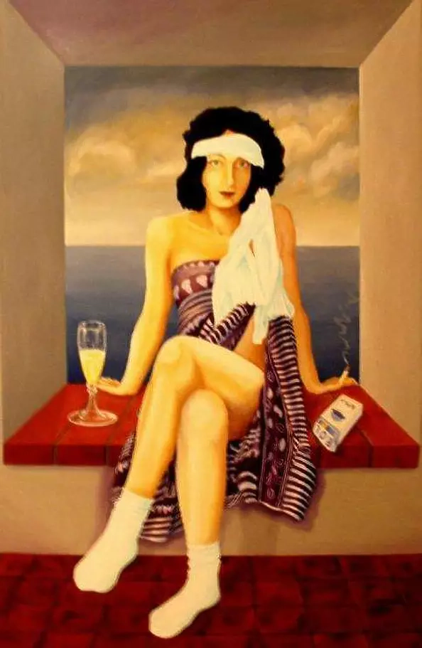 Christian Geai - woman with a glass of champagne
