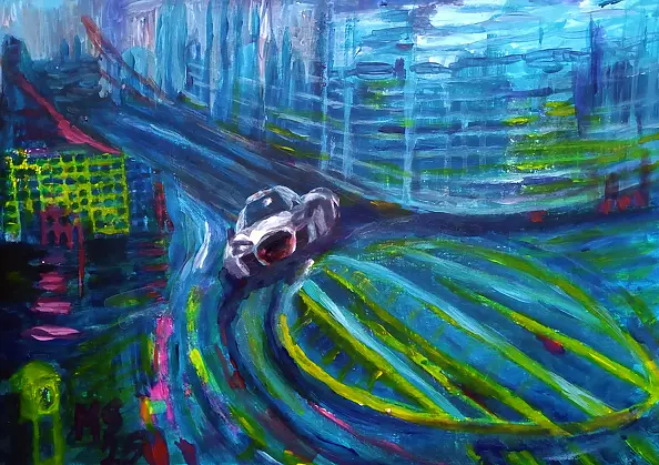 Marzena Salwowska - The Wrocław roundabout seen from Toruń