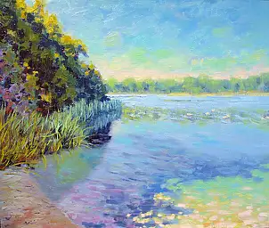 Marcin Stępniowski, September at the lake, Oil painting - board, 60 x 50
