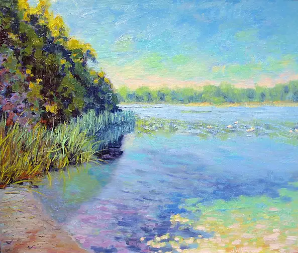 Marcin Stępniowski, September at the lake, Oil painting - board, 60 x 50