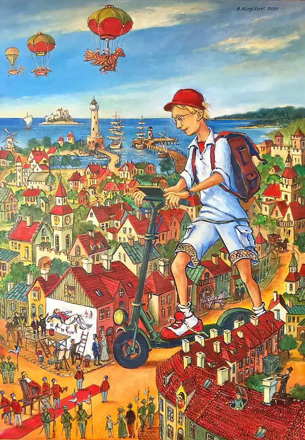 Andrzej Karpiński, Modern Gulliver, Oil painting - canvas, 50 x 70