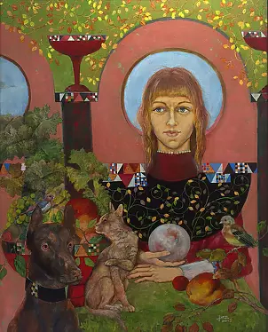   - "Among friends", egg tempera