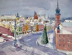 Krzysztof Michalski - W-wa. Plac Zamkowy zimą.