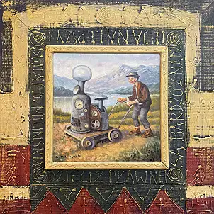 Dariusz Miliński, Inventeur, Peinture à l'huile - toile, 30 x 30