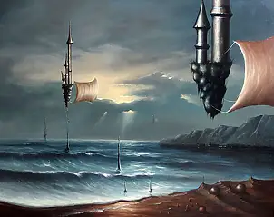 Borys Michalik, Constructions aériennes, Peinture à l'huile - toile, 60 x 50