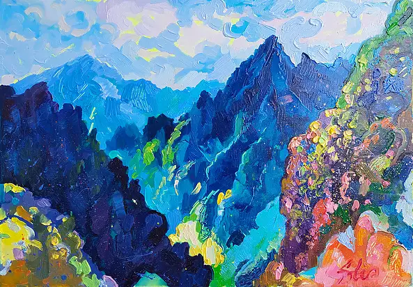 Anastasiia Kurkova, Wyżyny, Obraz olejny - płótno, 50 x 35