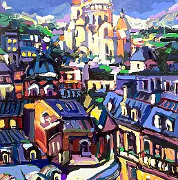 Piotr Rembieliński, Wzgórze Montmartre, Obraz akrylowy - płótno, 50 x 40
