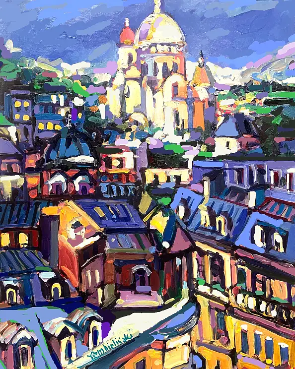 Piotr Rembieliński, Wzgórze Montmartre, Obraz akrylowy - płótno, 50 x 40