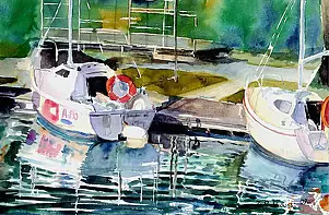 Zdzisław Rutkowski - Jachty przy nabrzeżu