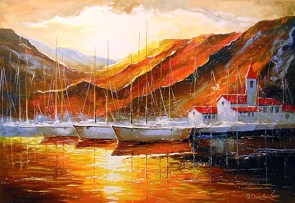 Olha Darchuk - Yachts in the mountain harbor