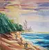 Anna Borcz, COSTA OCCIDENTALE IN RIVA AL MARE, Quadro a olio - tela, 100 x 110