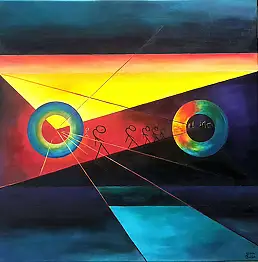 Małgorzata Śnieżek, ЗАКРЫТО, Масляная картина - холст, 70 x 70