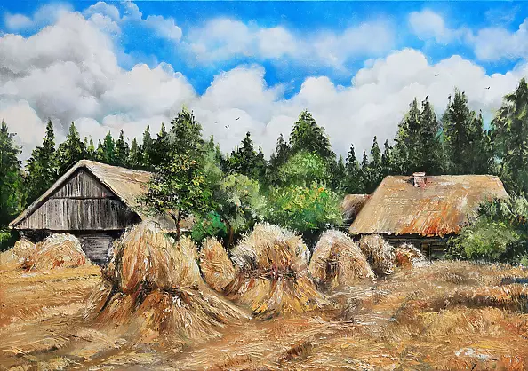 Radosław Popek - ŻNIWA obraz olejny 70X50cm