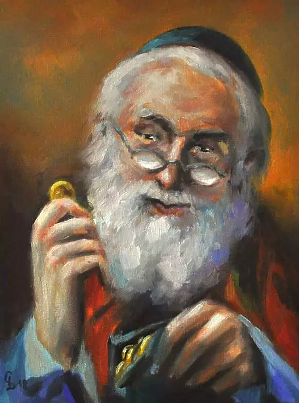 Damian Gierlach - ŻYD na szczęście obraz portret olejny 