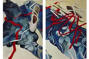   - From the series ballet shoes, dresses, ribbons - dancing. diptych