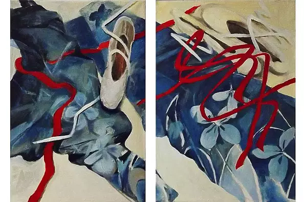 Anna Cichoń - From the series ballet shoes, dresses, ribbons - dancing. diptych