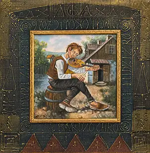 Dariusz Miliński, Из любви к музыке., Масляная картина - холст, 40 x 40