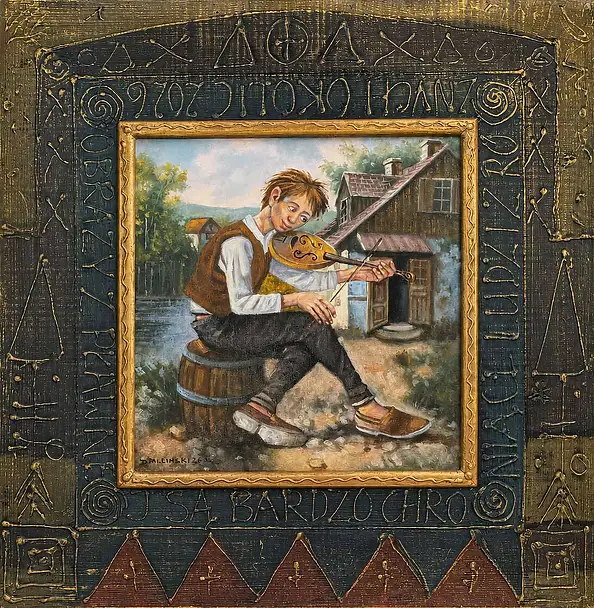 Dariusz Miliński, Из любви к музыке., Масляная картина - холст, 40 x 40