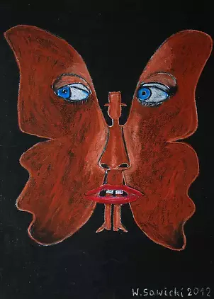 Wiesław Sawicki - With a butterfly to his face