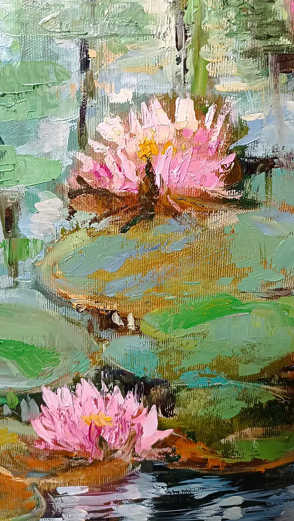 Jolanta Madej, From Monet's Garden, Oil painting - canvas, 100 x 40