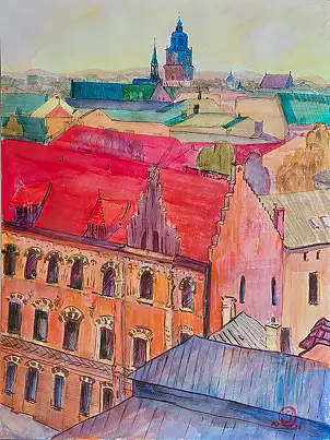 Anastasiia Kurkova - Mit Blick auf die Wawelburg