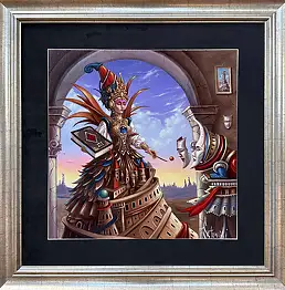 Tomasz Sętowski, Z wizytą u Jej Wysokości, Obraz olejny - płótno, 30 x 30