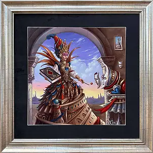 Tomasz Sętowski, En visite chez Sa Majesté, Peinture à l'huile - toile, 30 x 30