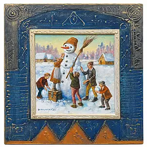 Dariusz Miliński, Fun in the snow, Oil painting - canvas, 30 x 30