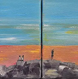 Mariusz Makuła, Zachód słońca dyptyk, Obraz olejny - płótno, 20 x 20