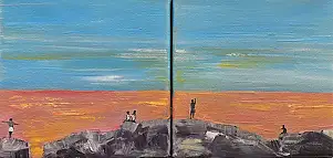 Mariusz Makuła, Sunset diptych, Oil painting - canvas, 20 x 20